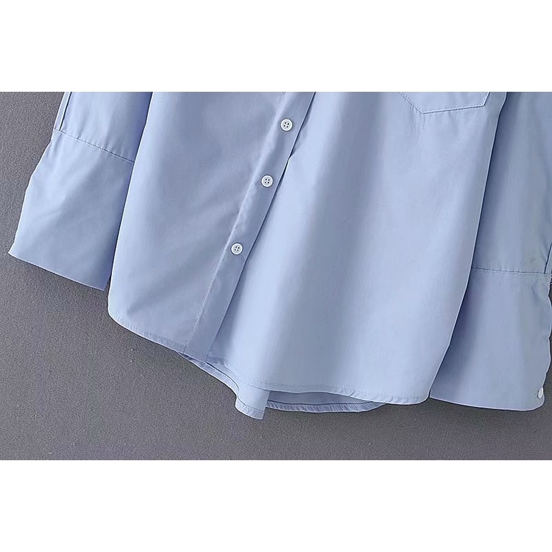 new women fashion irregular turn down solid color casual blouse shirts women off shoulder femininas blusas chic tops LS3811 201130