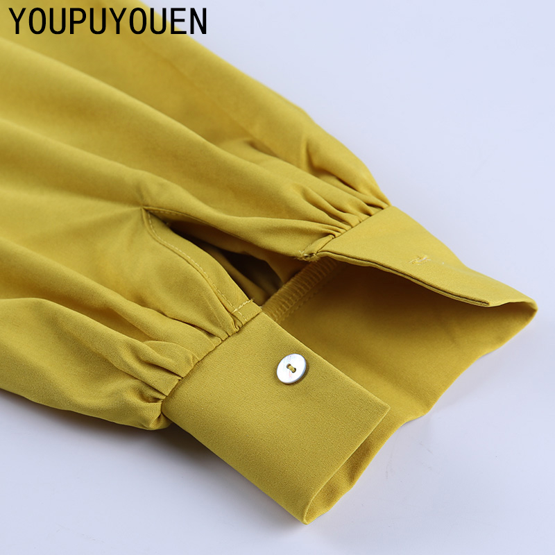 Women Lantern Long Sleeve Blouse Crop Top V-neck Casual Party Elegant Shirt Woman Fashion Clothes Summer Yellow Short Blouses 201201