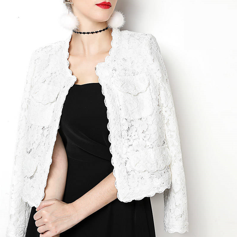 Women Fashion Lace Jacket New Spring Autumn Slim Long Sleeve Plus Size Short Coats Ladies Vintage Outwear Mujer Clothes Y201006