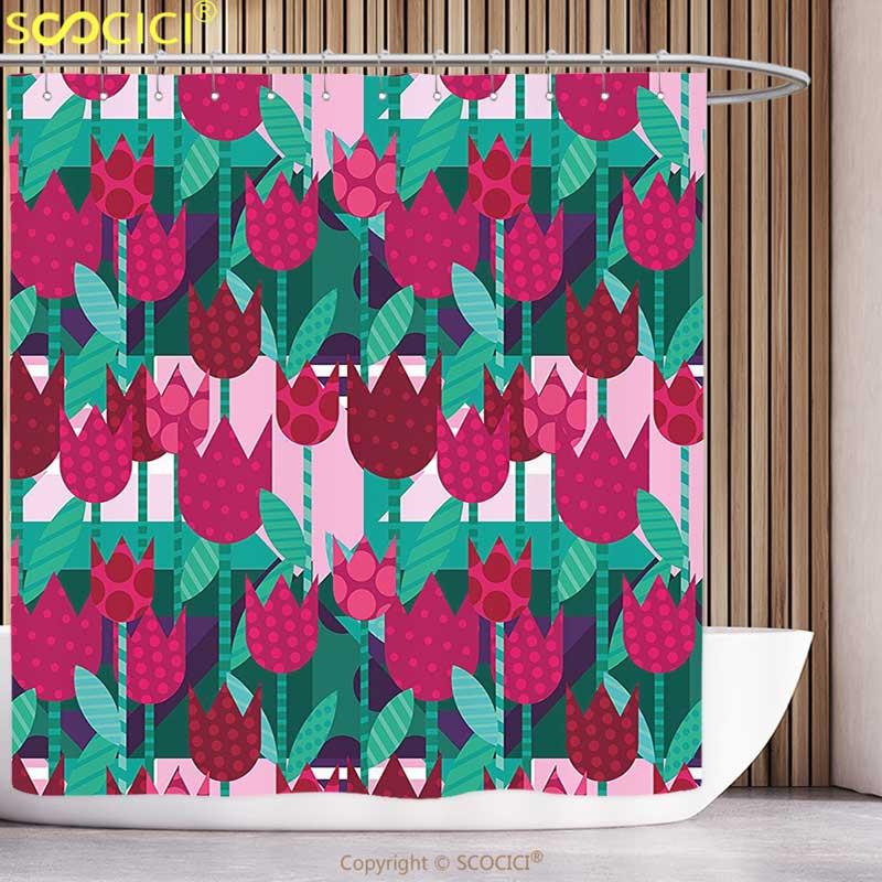 Unique Shower Curtain Floral Abstract Art Flower Polka Dotted Tulips on Geometric Background Illustration Jade Green and Red
Unique Shower Curtain Floral Abstract Art Flower Polka Dotted Tulips on Geometric Background Illustration Jade Green and Red
