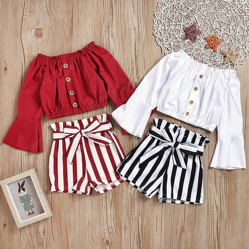 wholesale ins kids clothes girls outfits children Flare Sleeve off shoulder Tops+stripe shorts 2pcs set summer fashion baby Clothing Sets, White
wholesale ins kids clothes girls outfits children Flare Sleeve off shoulder Tops+stripe shorts 2pcs set summer fashion baby Clothing Sets, White