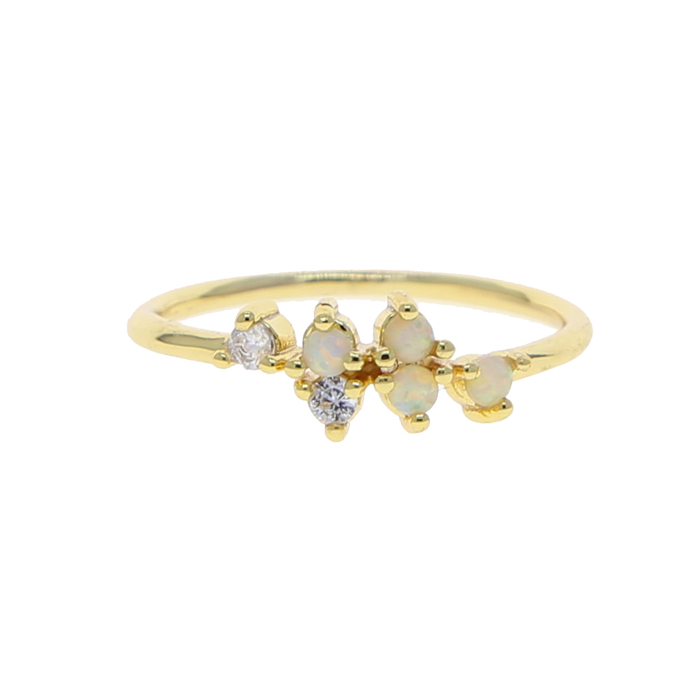 New Arrive Minimal Delicate Jewelry Tiny Fire Opal Cz Paved Dainty Jewelry for Women Teen Girl Fashion Elegant Stacking Cz Rings