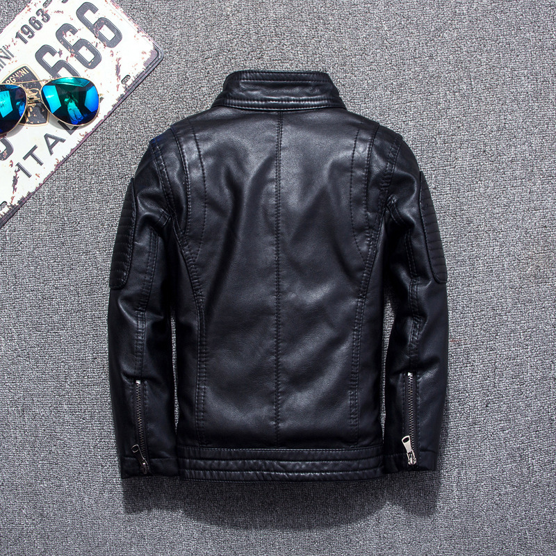 Children's Leather Jackets New Autumn Winter Boy's Rivets PU Leather Jacket Fashion Kids Coats 201126