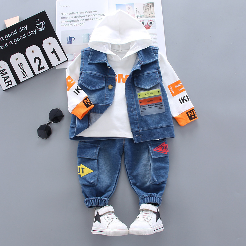 New Spring Autumn Trendy Children Clothes Baby Boy Girl Letter Vest Hoodies Pants Kids Infant Clothing Toddler Casual SportswearX1019
