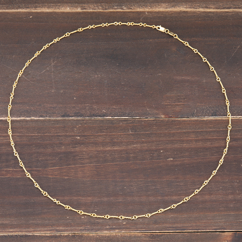 925 stelring silver vintage jewelry American European fish bone twistedwire handmade chain necklaces in gold color for women men