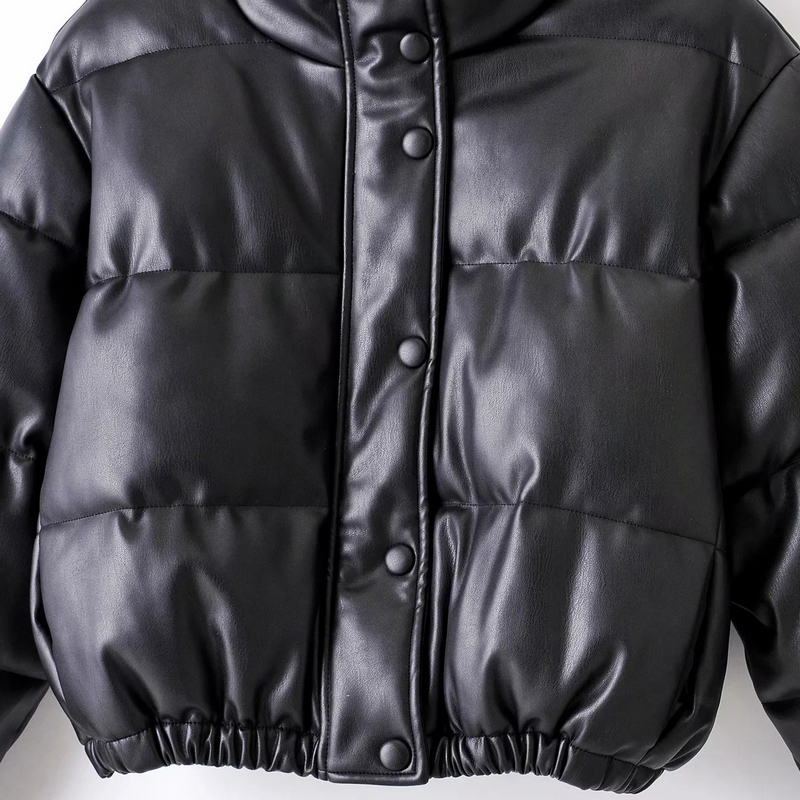 Wixra Womens Faux Leather Jackets Winter Thick Warm Coats Autumn Zippers Black Cool Thick Cotton Jackets For Female 201226