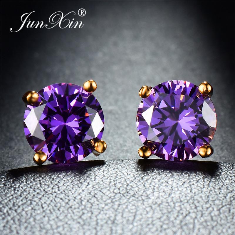 JUNXIN Mystic Multicolor Zircon Round Stud Earrings For Women Yellow Gold Filled Purple Green Blue Stone Wedding Earrings Female
JUNXIN Mystic Multicolor Zircon Round Stud Earrings For Women Yellow Gold Filled Purple Green Blue Stone Wedding Earrings Female