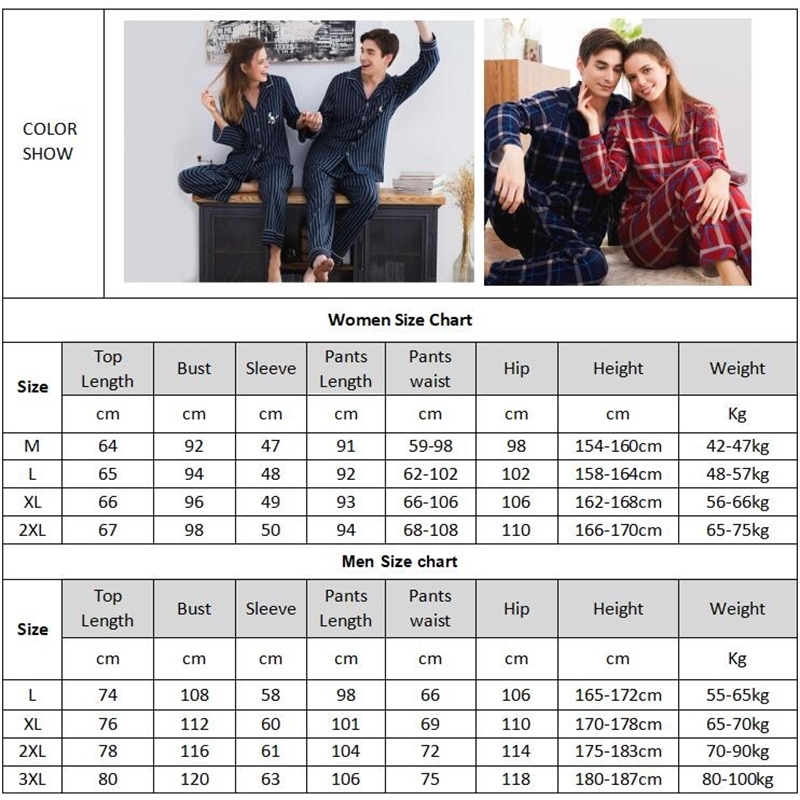 High Quality Lovers Sleepwear Couple 100% Cotton Long-Sleeved Pajama Sets For Men And Women Pajamas Home Suit 201023