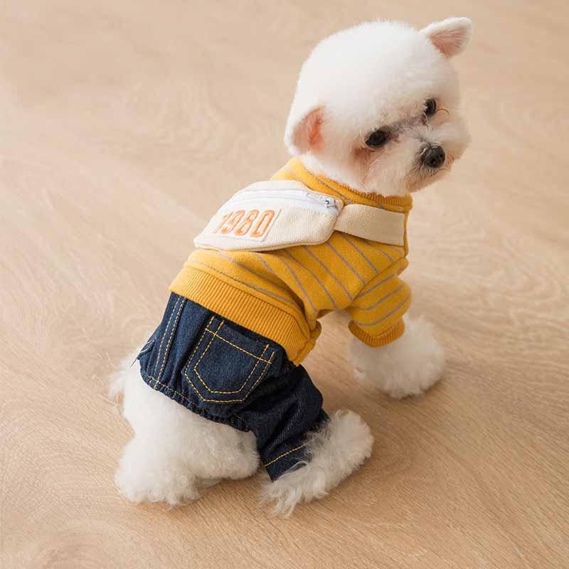 New autumn and winter dog four-legged clothes thickened warm and comfortable small dog striped cat overalls pet clothes, Yellow
New autumn and winter dog four-legged clothes thickened warm and comfortable small dog striped cat overalls pet clothes, Yellow