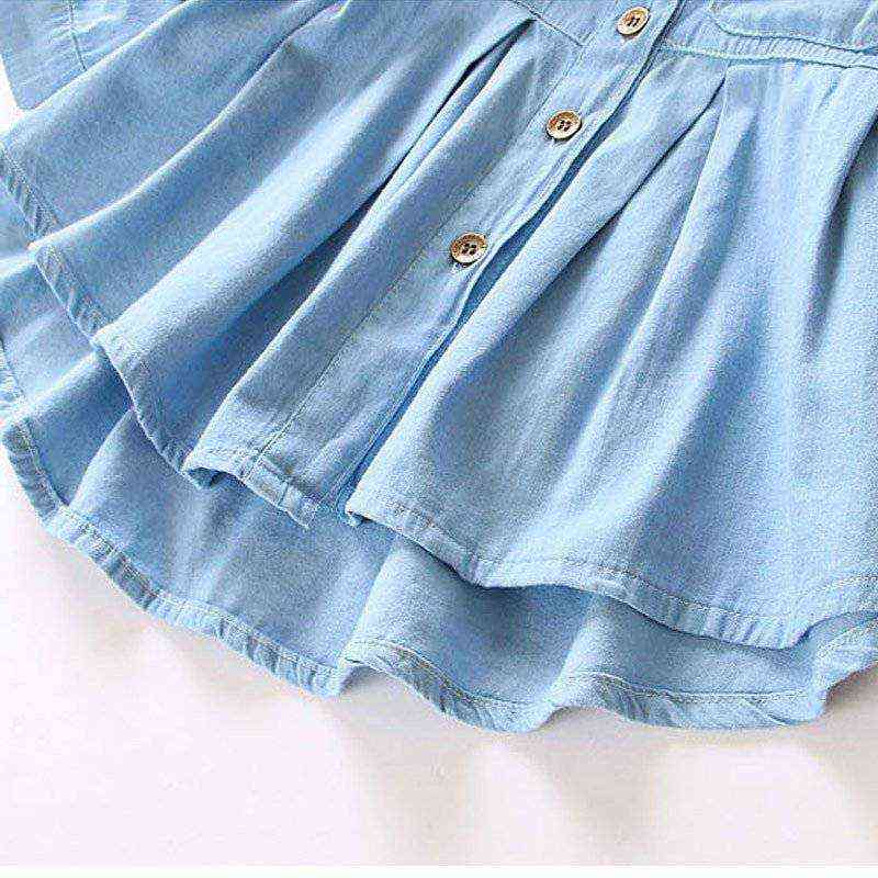 Denim Girl Blouses Clothing Autumn Baby Girls Jeans Shirts Solid Jean Children Kids Long Sleeve Mandarin Collar Fashion Full 220125