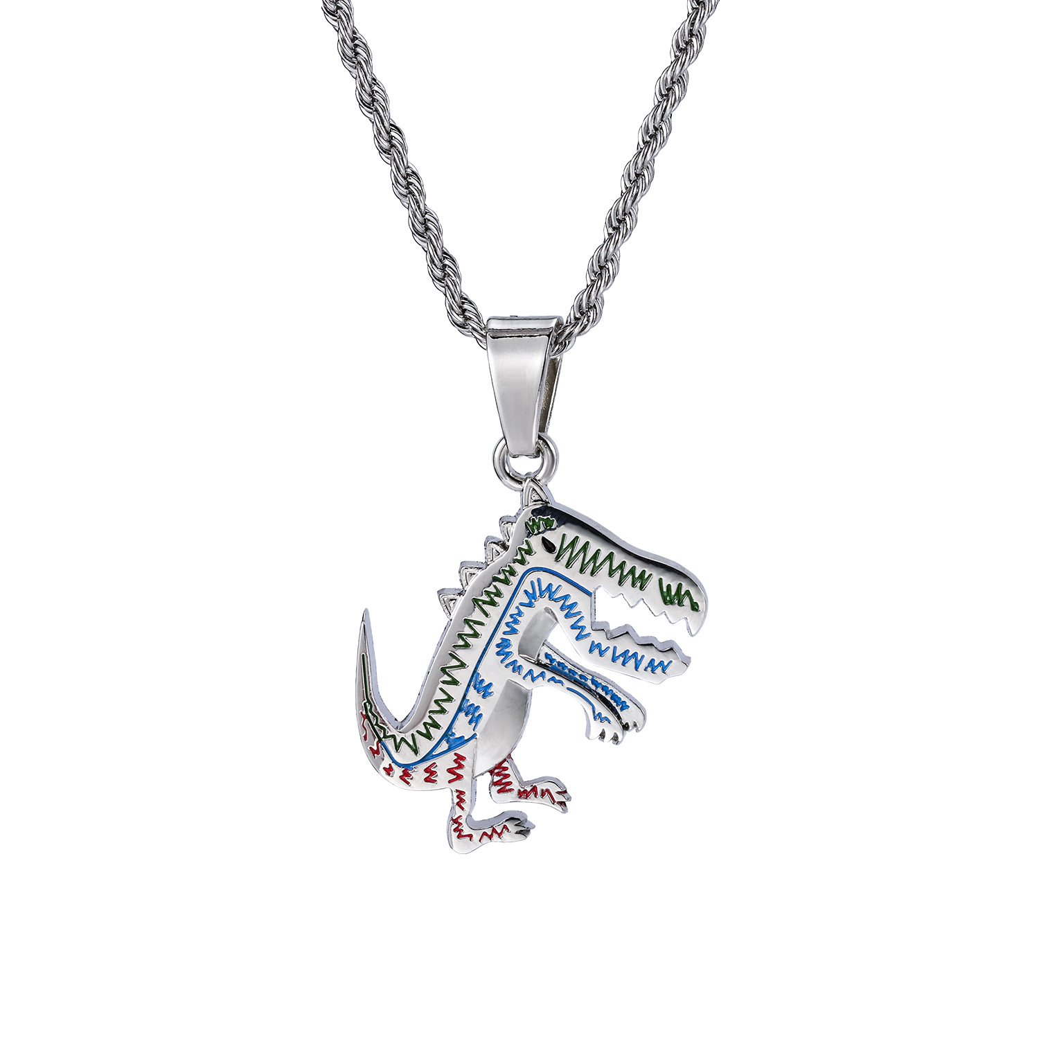 Dinosaur Necklace hiphop Gold Silver Color Pendant Fashion Punk Gothic Jewelry Men Women Wholesale Golden Jewelry Dropshipping