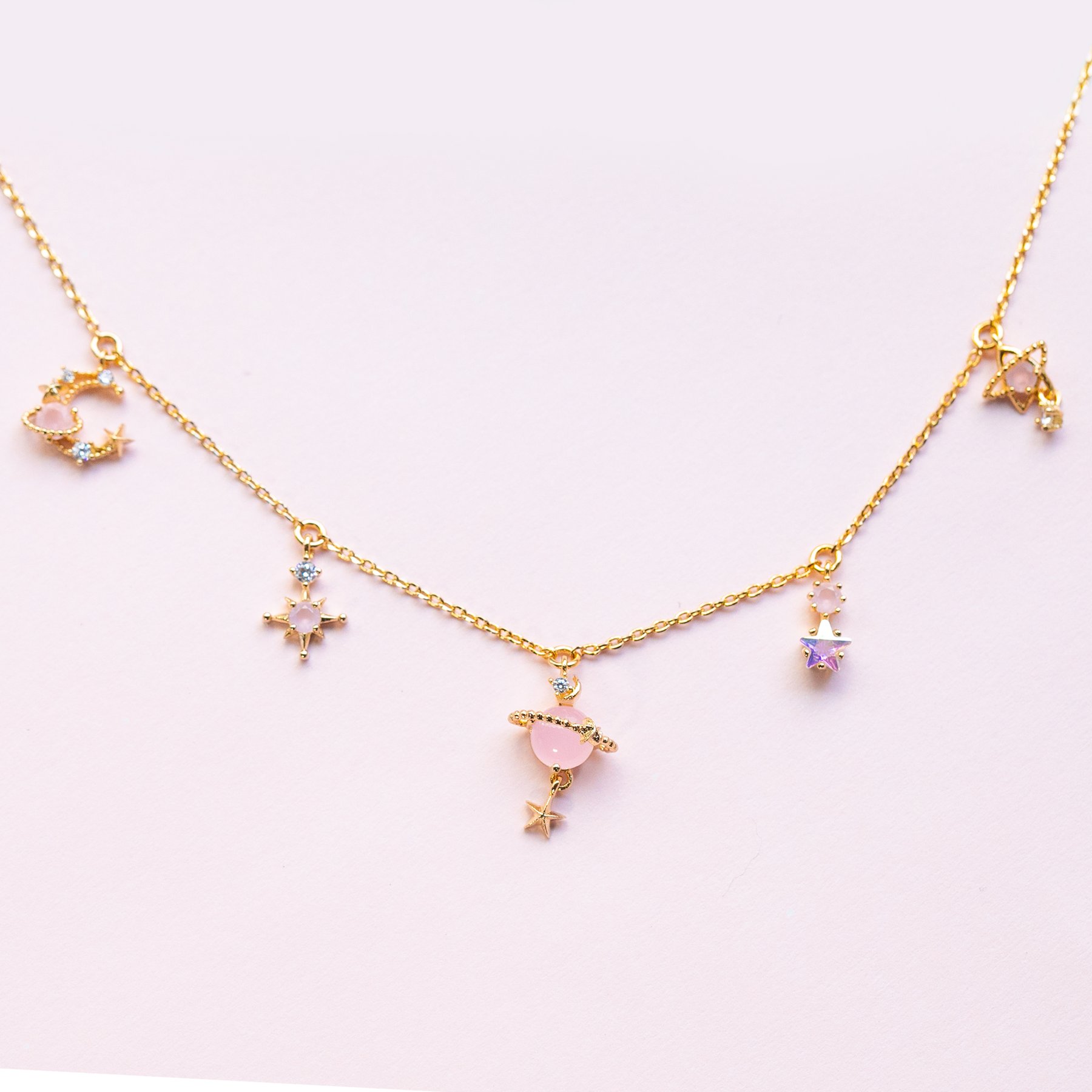 Fashion Women Girl Jewelry Cute Lovely Moon Star starry sky Charms Drop Choker Necklace 2021 New Trendy