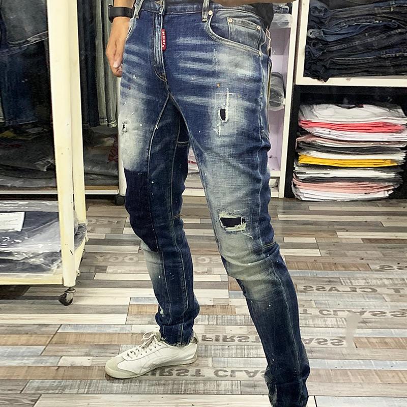 Mens Jeans Slim Fit Vintage Patchwork Jeans Man Ripped Hip Hop Pants High Quality Streetwear Biker Skinny Homme, Blue
Mens Jeans Slim Fit Vintage Patchwork Jeans Man Ripped Hip Hop Pants High Quality Streetwear Biker Skinny Homme, Blue