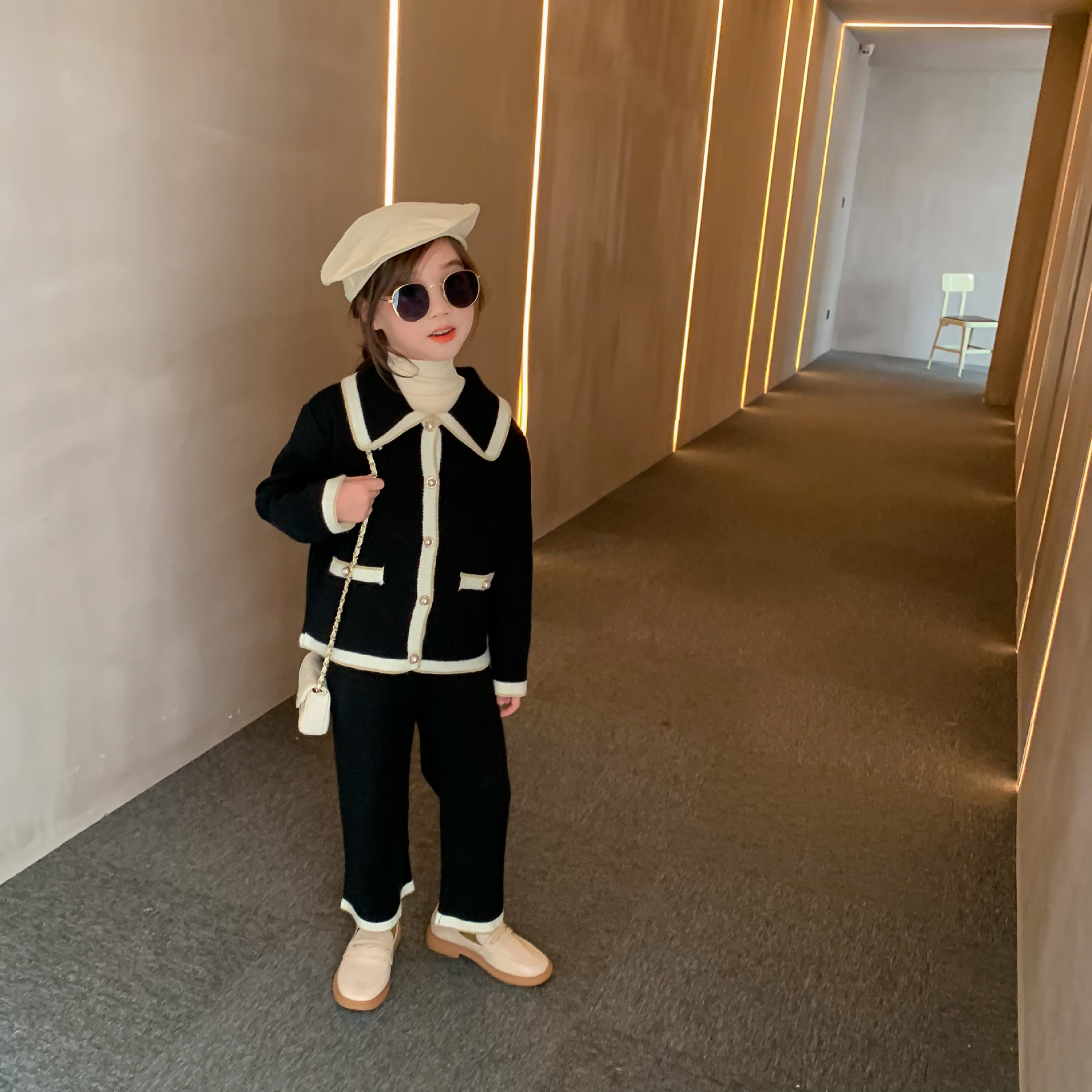 Kids Clothes Set Sweater and Pants 2pcs New Autumn Winter Girl Outfit Long Sleeve Jacket Coat Wide Leg Trousers Toddler OutfitsX1019