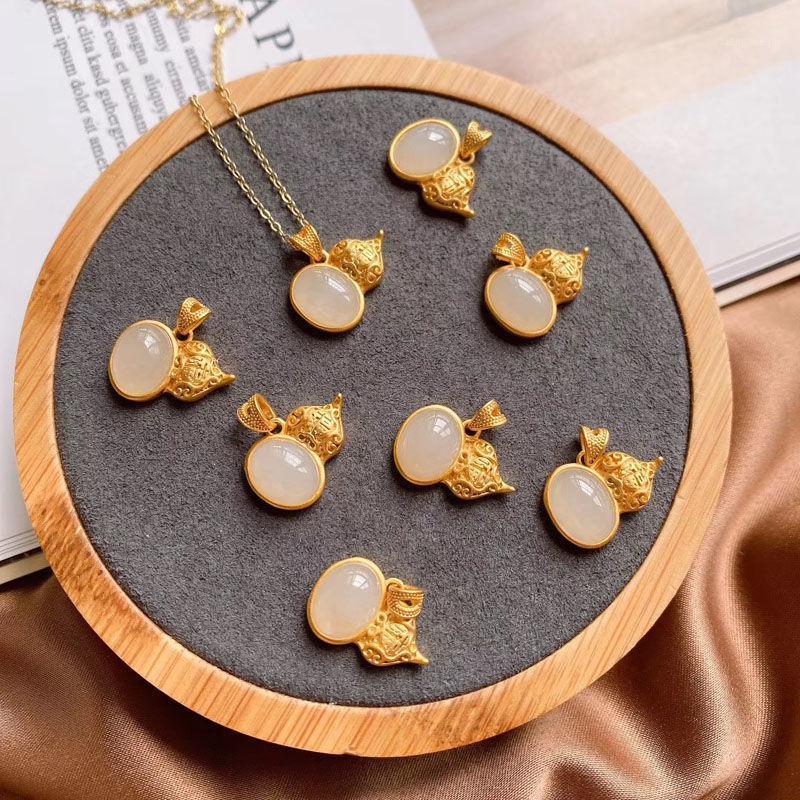 Silver Inlaid Natural Hetian Jade Gourd Pendant Necklace Chinese Style Retro Light Luxury Charm Women's Jewelry Chains
Silver Inlaid Natural Hetian Jade Gourd Pendant Necklace Chinese Style Retro Light Luxury Charm Women's Jewelry Chains