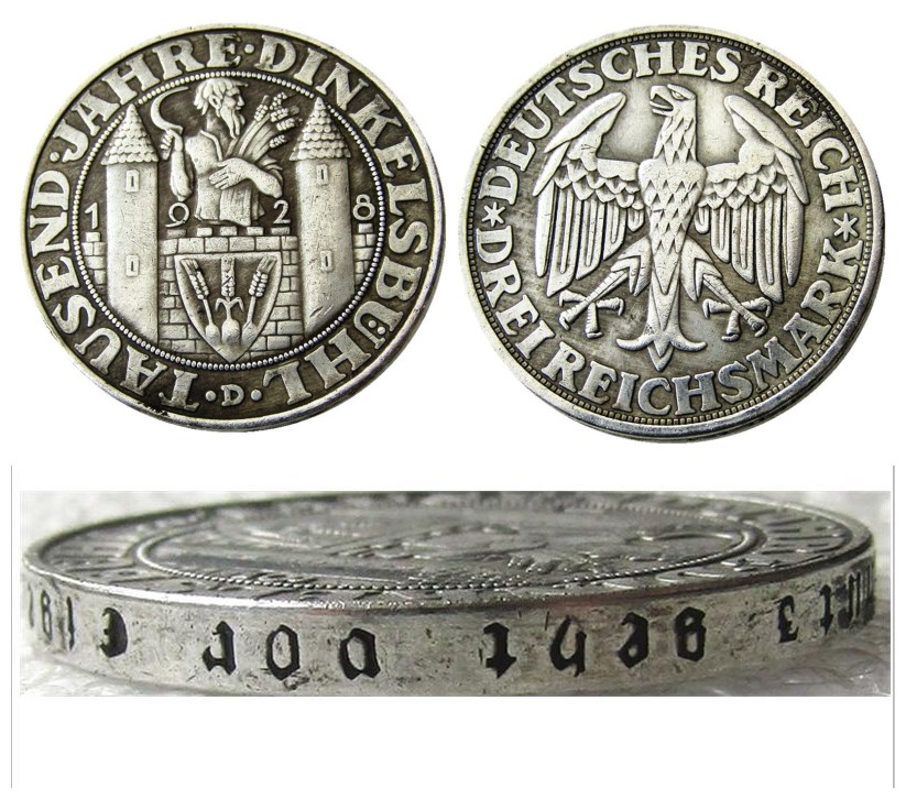 DE(14)RARE GERMANY WEIMAR REPUBLIC 1928D 3 REICHSMARK Craft Silver Plated Copy Coin metal dies manufacturing factory Price
DE(14)RARE GERMANY WEIMAR REPUBLIC 1928D 3 REICHSMARK Craft Silver Plated Copy Coin metal dies manufacturing factory Price