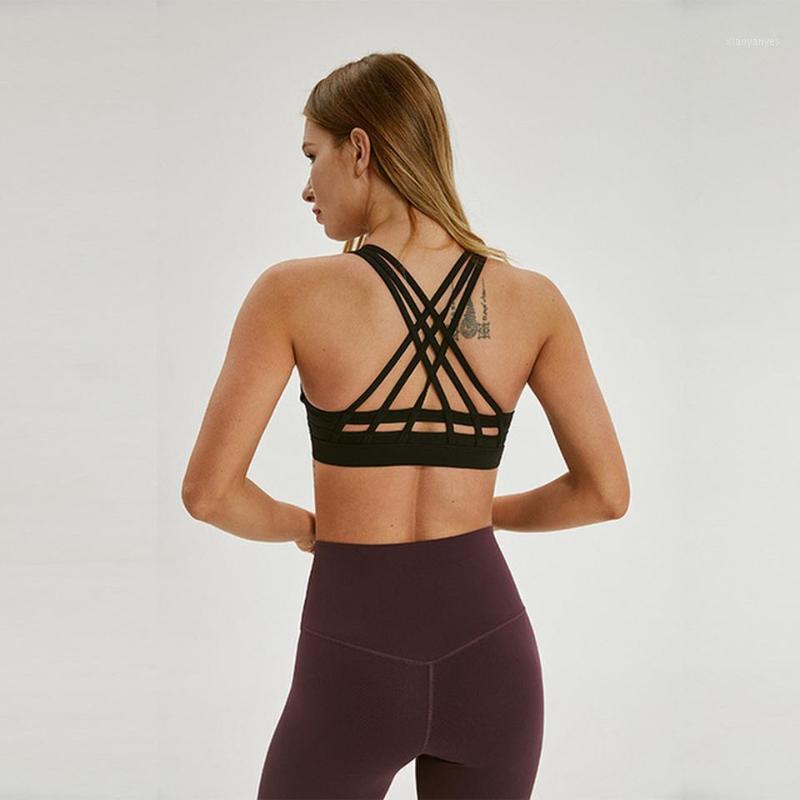 Strappy Sports Bra Shockproof Padded Underwear Cropped Top Push-Up Yoga Running Bra Women Sportswear1, Black
Strappy Sports Bra Shockproof Padded Underwear Cropped Top Push-Up Yoga Running Bra Women Sportswear1, Black