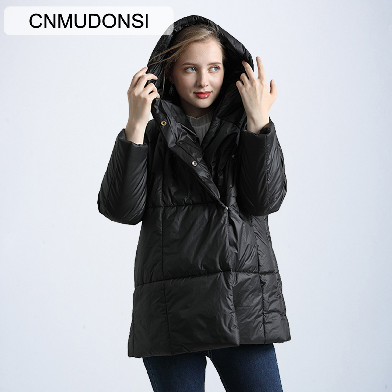 Winter Jacket Women's Large Size Women's Parker Coat Thicken Jacket Solid Color Hooded Coat Short Women's Slim Cotton Found 201019
