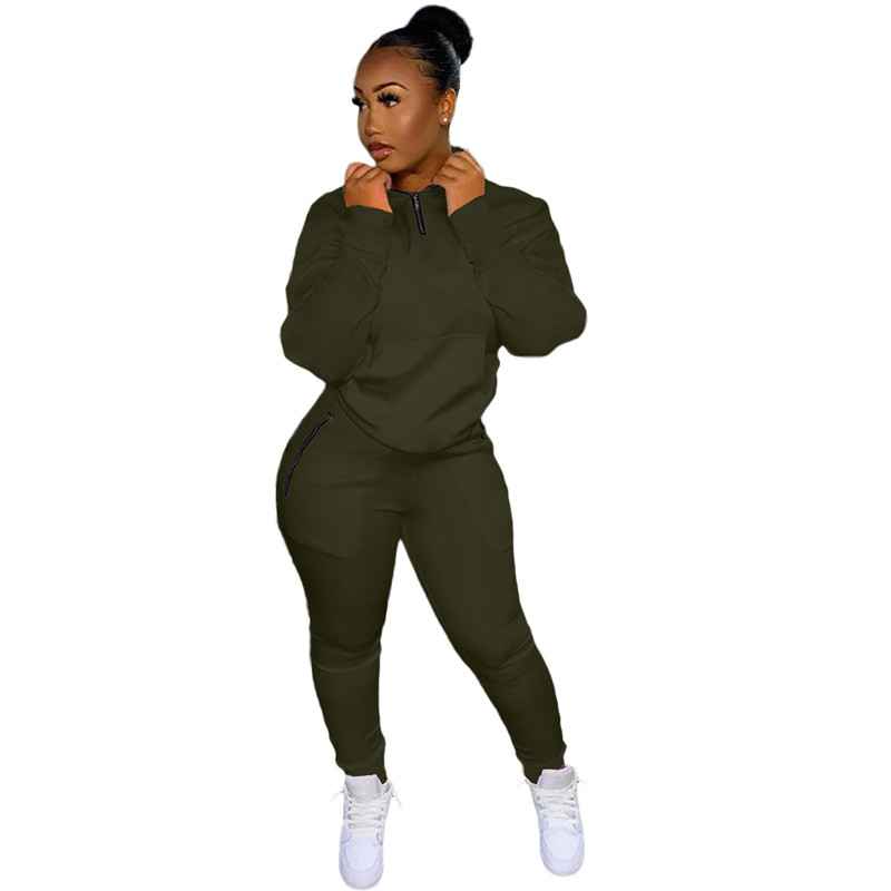 Fall Winter Women Tracksuits 2XL Long Sleeve Sweatsuits Pullover Hoodie Sweatpants Two Piece Set Workout Sportswear Active Wear Solid Outfits Wholesal