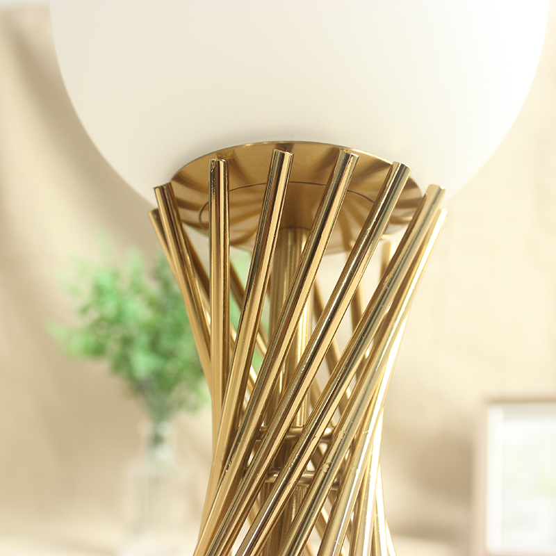 Sleek Metal and Glass Ball LED Lamp Perfect Bedside Accent for Stylish Living Spaces