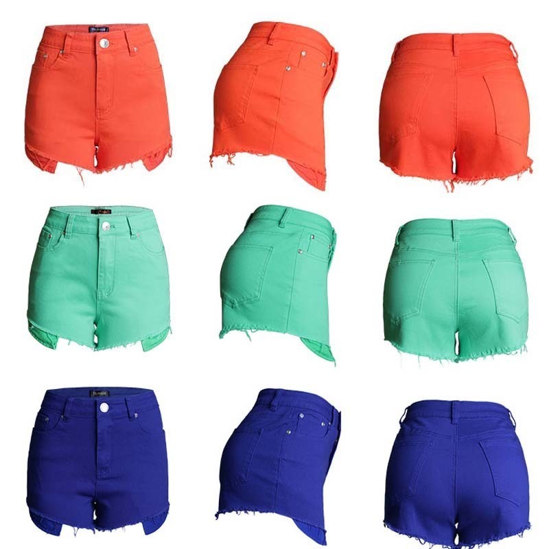 Summer Multicolor Tight Women High Waist Denim shorts Women Color Sexy Hot Loose Thin Tight Denim High Waist Shorts For Women T200602