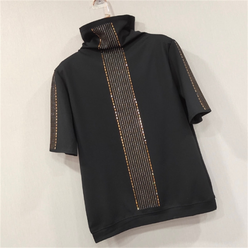 Women's Roman Cotton Tshirt Women Hot Drilling Diamond T-shirt Turtle-Neck T-shirts Loose Short Pullover Shirt Plus Size Tops Y200412
Women's Roman Cotton Tshirt Women Hot Drilling Diamond T-shirt Turtle-Neck T-shirts Loose Short Pullover Shirt Plus Size Tops Y200412
