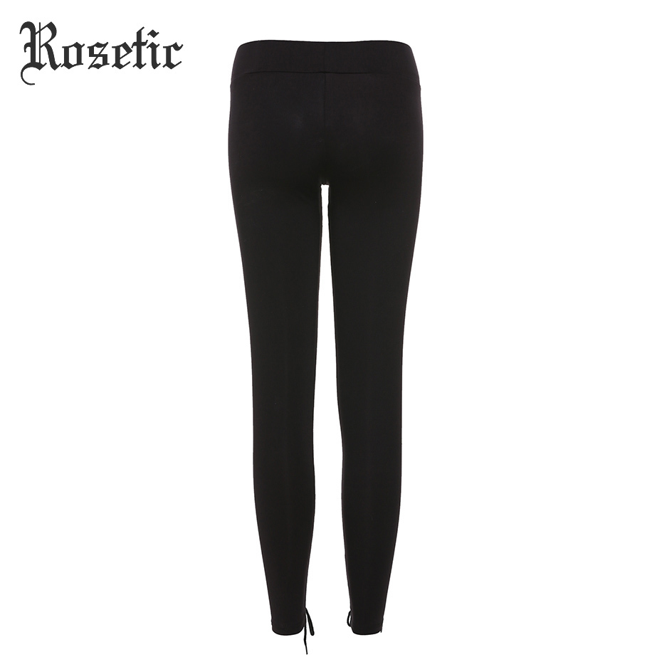 Rosetic Gothic Leggings Pants Bandage Women Spring Black Slim Lace-Up Streetwear Skinny Fashion Sexy Casual Harajuku Goth Pants 201202