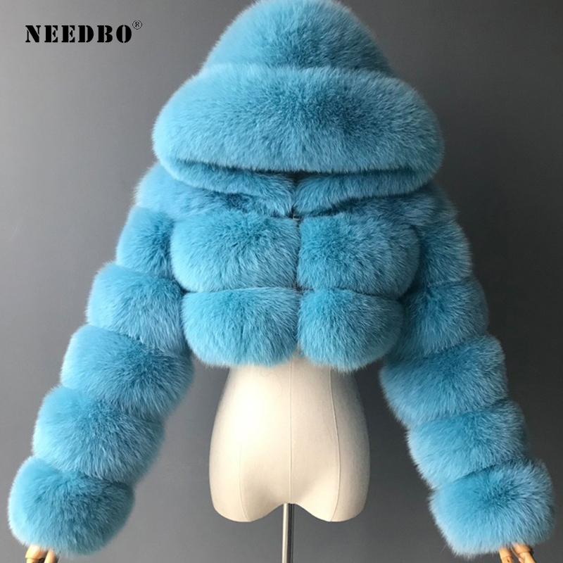 High Quality Cropped Winte Faux Fur Coats Women Jackets Furry Warm Winter Fur Jacket Hooded Manteau Femme Oversize Outerwear LJ201204