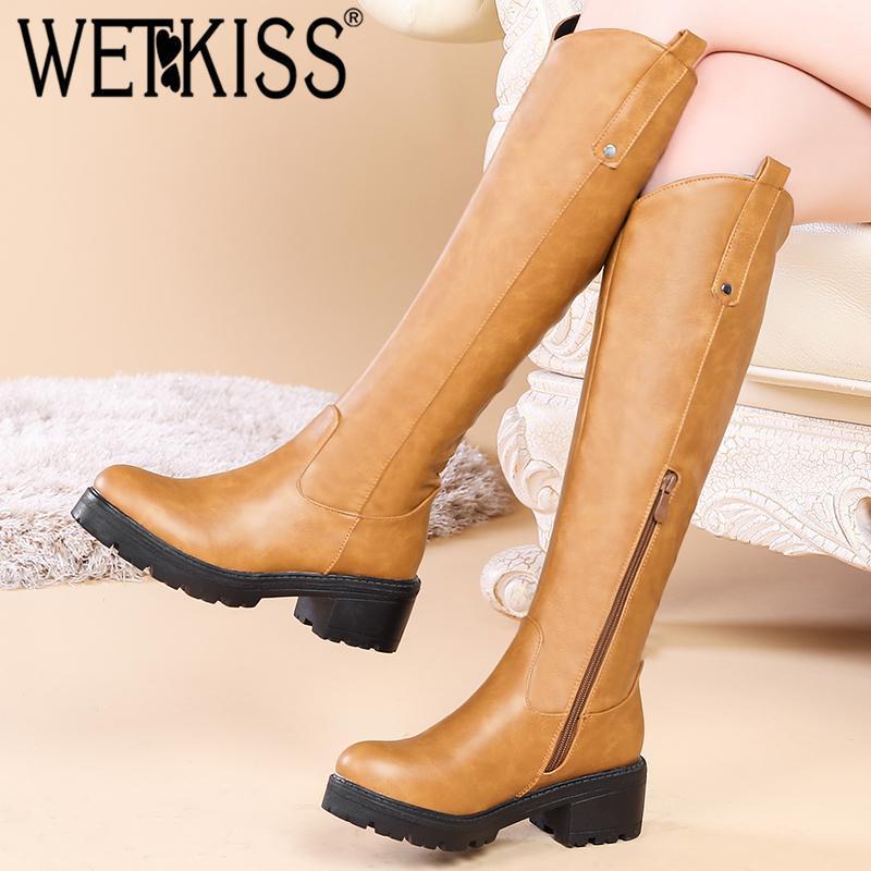 WETKISS Motorcycle Thick Heels Boots Women Knee High Boot Female Platform Rivet Shoes Ladies Round Toe Casual Shoes Winter 20201, Black fur
WETKISS Motorcycle Thick Heels Boots Women Knee High Boot Female Platform Rivet Shoes Ladies Round Toe Casual Shoes Winter 20201, Black fur