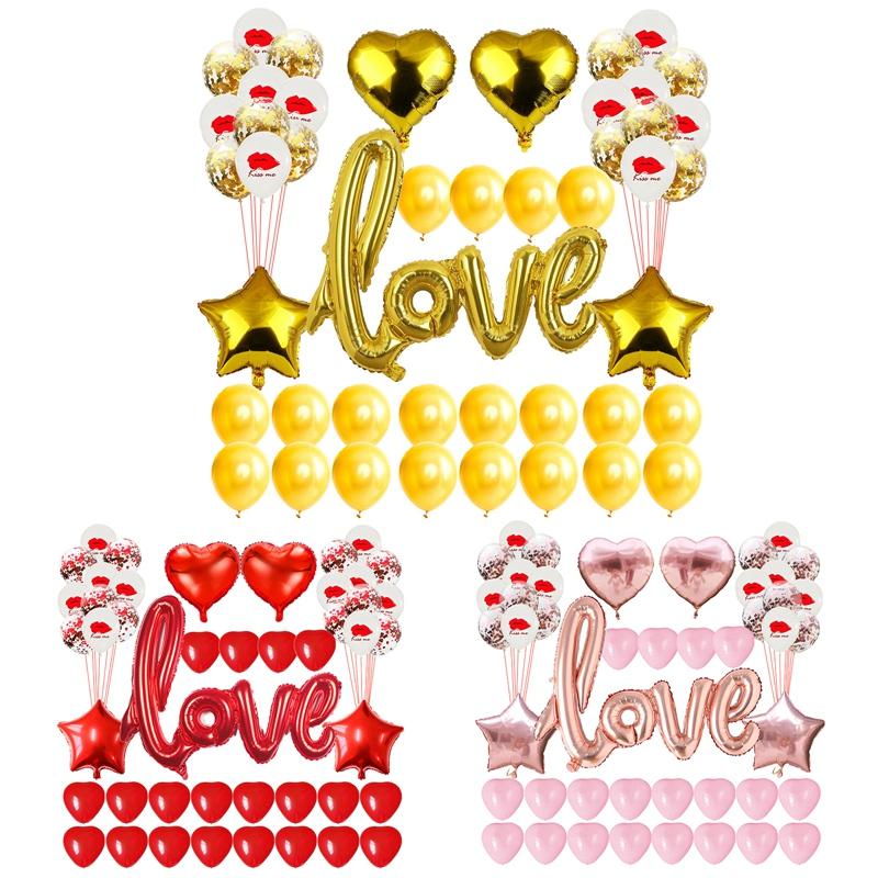 Red Love Letter Foil Balloons Heart Balloon for Engagement Wedding Decoration Valentines Day Party Decor