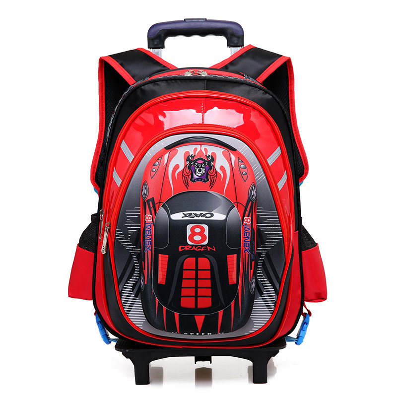 3D School Bags On wheels Trolley wheeled kids Rolling backpacks for boy Children Travel bag 201117