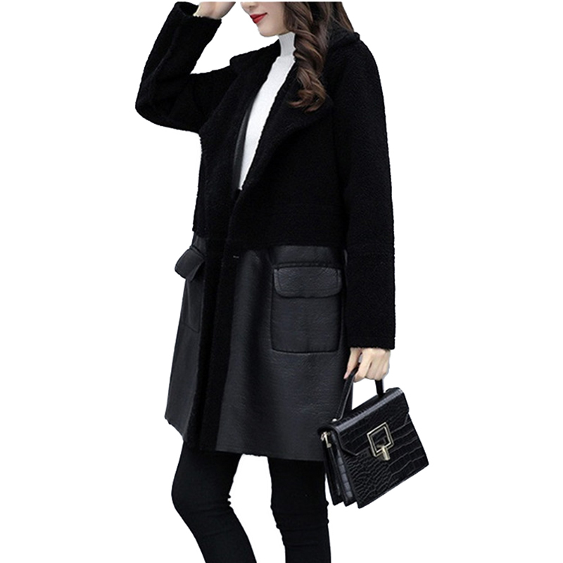 Autumn Winter Both sides Wear Leather Coat Women Plus size 5XL Plus velvet Thicken Loose Outerwear Female Flocking Jackets 3071 201020
