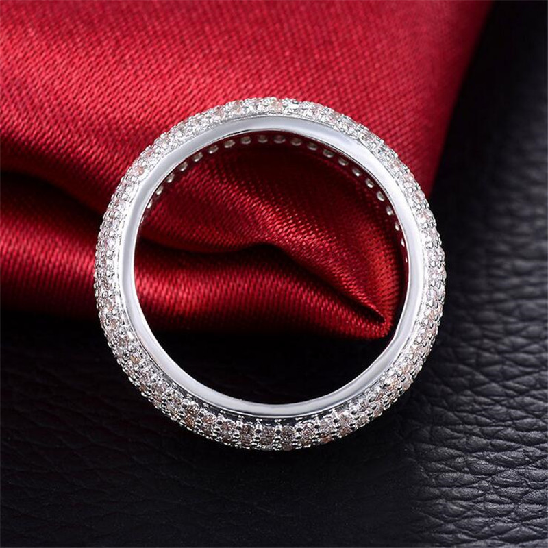 2021 New Arrival Sparkling Hip Hop Luxury Jewelry 925 Sterling Silver&Gold Fill Pave 6 Rows White Sapphire CZ Diamond Gemstones Wedding Ring