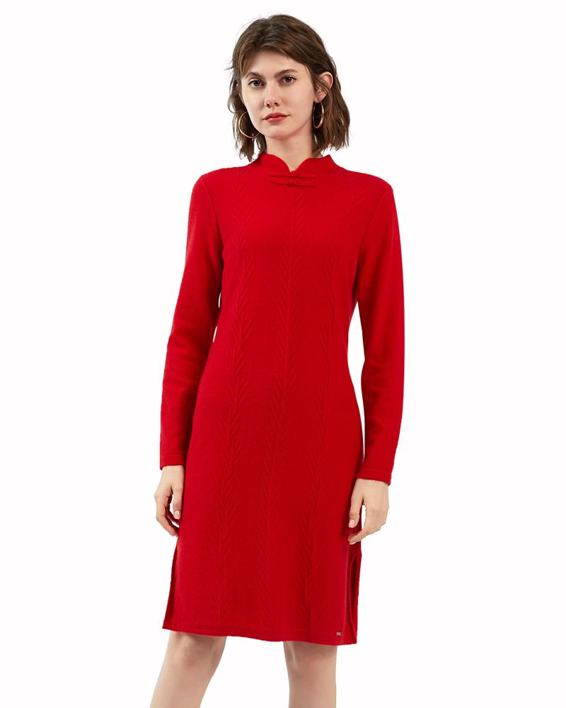 Zhili Women's 100% Cashmere Mandarin Collar Sweater Dress Knit Chinese Style Midi Dress, Red
Zhili Women's 100% Cashmere Mandarin Collar Sweater Dress Knit Chinese Style Midi Dress, Red