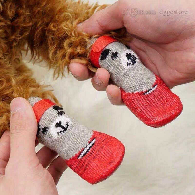 Cat Boots Shoes Soc Dog Apparel with Adjustable Waterproof Breathable and Anti-Slip Sole All Weather Protect Paws 6 Color Wholesale Only for Tiny Dogs