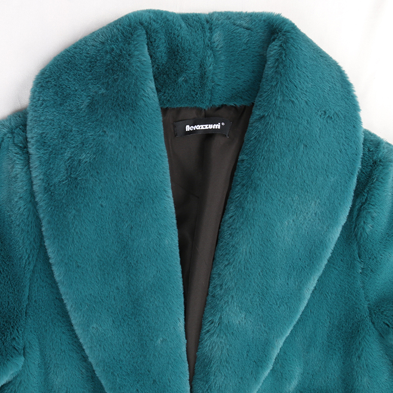 Nerazzurri Winter warm maxi faux fur coat women long sleeve shawl collar X-long fluffy furry overcoat Plus size fashion 7xl 201110