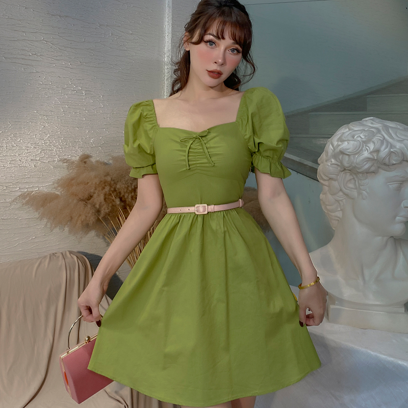 2021 Summer New Vintage Lean Green Vest Square Waist Line Above the Knee Cotton Dress Women XQSK
2021 Summer New Vintage Lean Green Vest Square Waist Line Above the Knee Cotton Dress Women XQSK