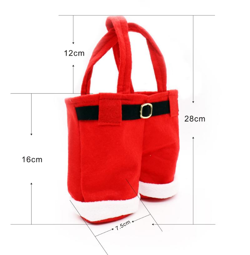 1pcs Christmas Wine Bottle Bag Candy Gift Bag Santa Claus Pants Trousers Handbag For Xmas New Year Festival Decoration