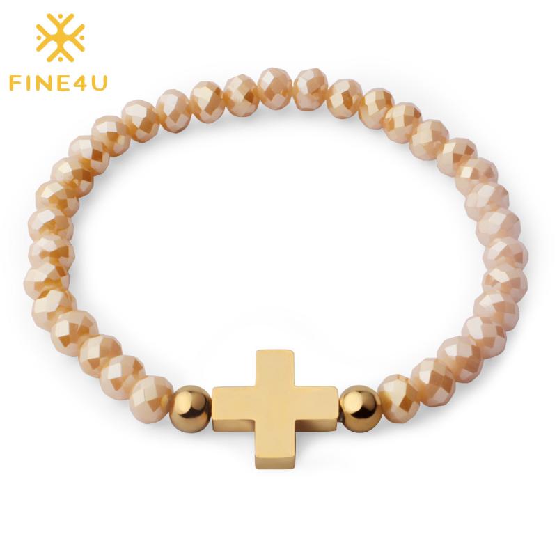 FINE4U B180 Stainless Steel Cross Charm Bracelet Adjustable Beaded Bracelets Crucifix Rosary Jewelry 4 Colors Choices
FINE4U B180 Stainless Steel Cross Charm Bracelet Adjustable Beaded Bracelets Crucifix Rosary Jewelry 4 Colors Choices