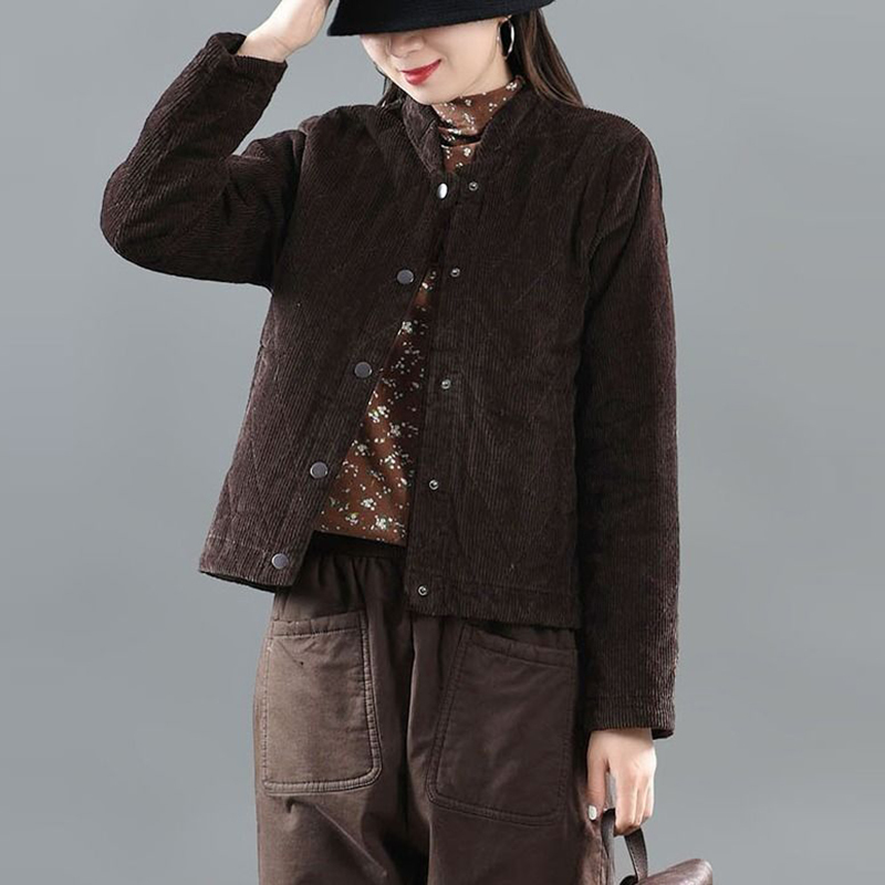Autumn Arts Style Women long Sleeve Cotton Corduroy Short Coat All-matched Casual Loose Quilted Thick Jackets Top Quality S564 201126
