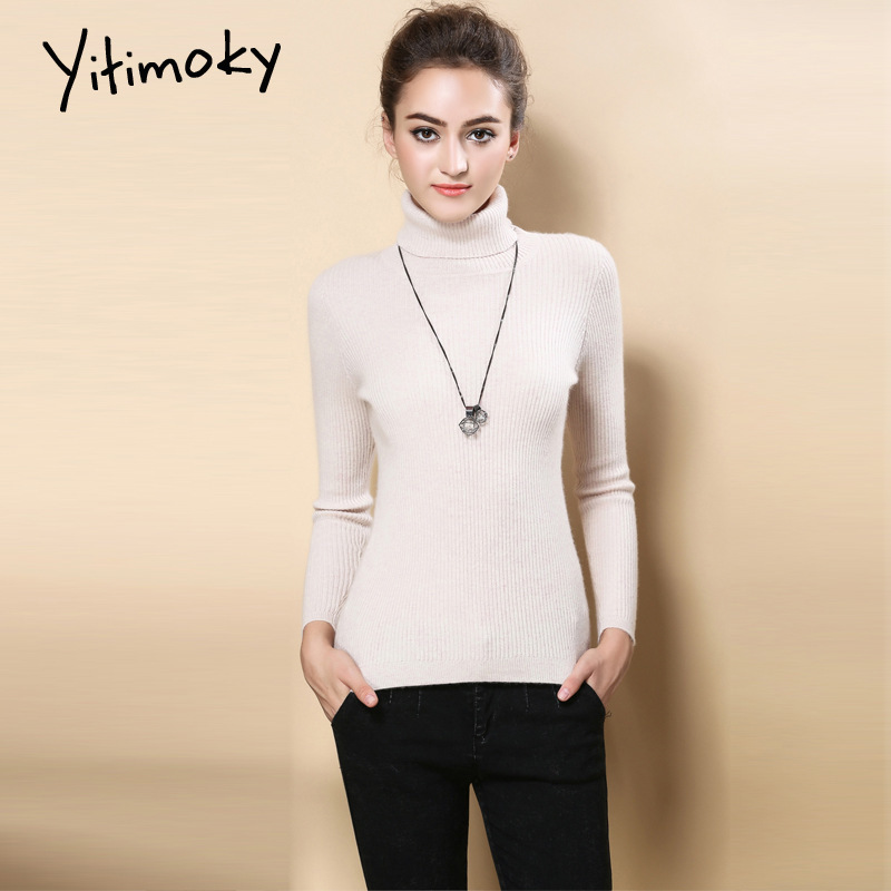 Women sweaters and pullovers Acrylic Turtleneck knitted winter clothes Korean sweater long sleeve Casual Solid striped shirt 201119