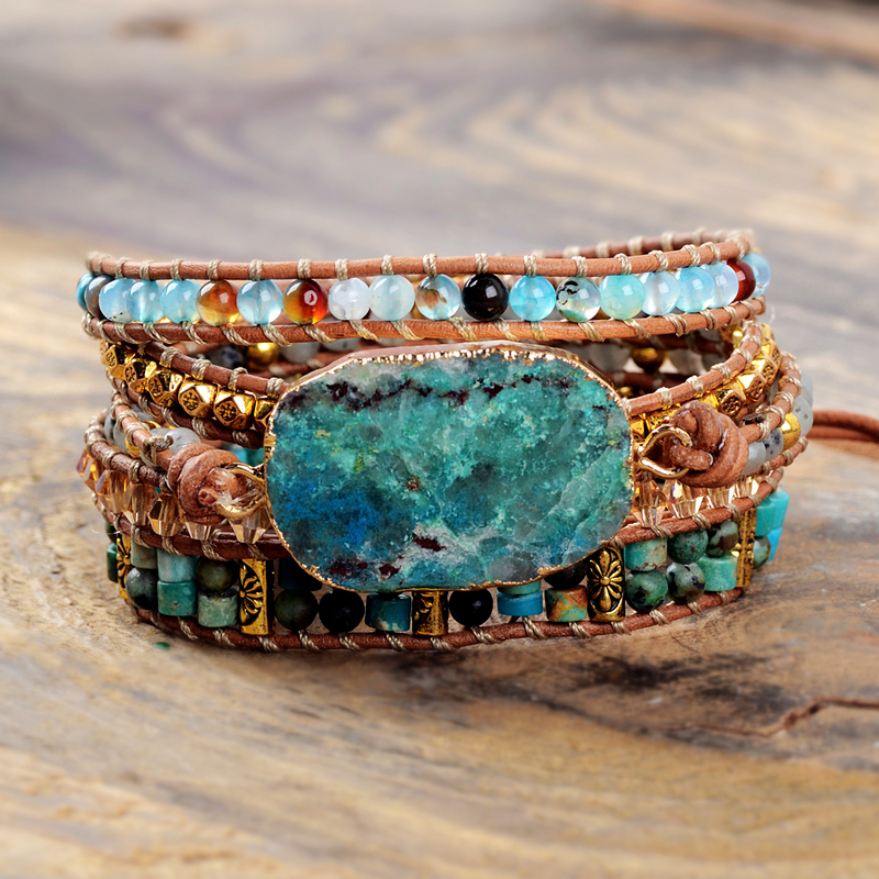 Natural Chrysocolla Women Bracelets Handmade 5 Strands Wrap Bracelets Mixed Stones Beaded Genuine Leather Bracelet Girls Gifts LJ200918, Golden;silver
Natural Chrysocolla Women Bracelets Handmade 5 Strands Wrap Bracelets Mixed Stones Beaded Genuine Leather Bracelet Girls Gifts LJ200918, Golden;silver