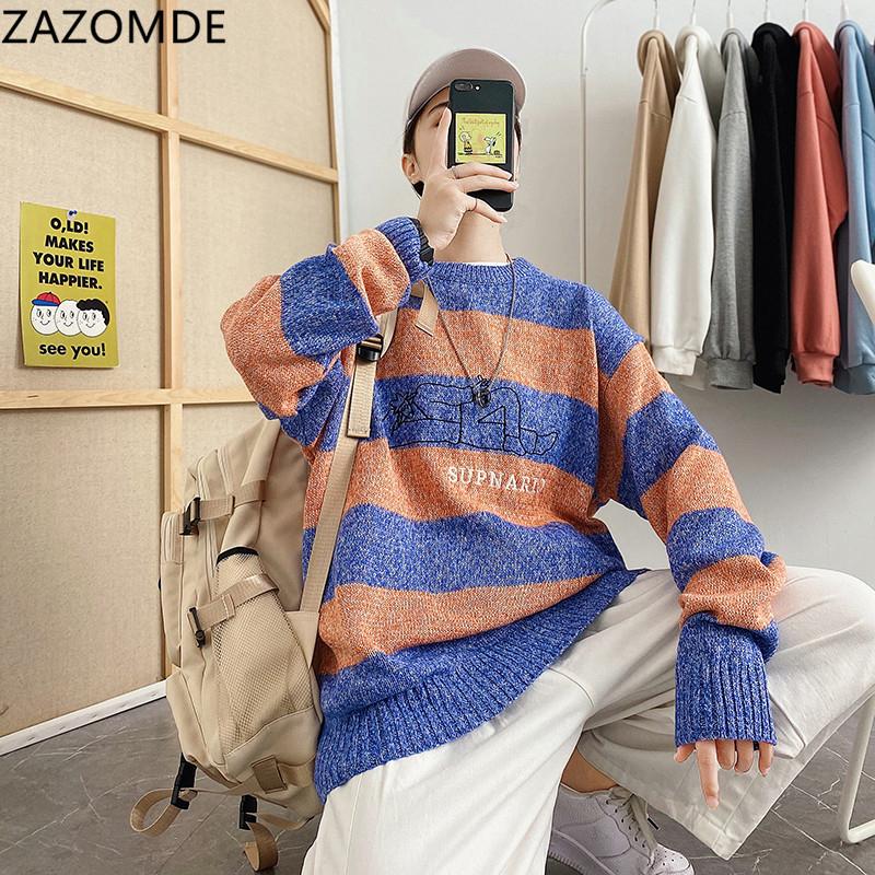 ZAZOMDE Men Oversized Striped Sweater 2020 Mens Winter Korean Fashions Sweater Male Pullover Harajuku Blue and gray Sweaters, 8715-2-gray
ZAZOMDE Men Oversized Striped Sweater 2020 Mens Winter Korean Fashions Sweater Male Pullover Harajuku Blue and gray Sweaters, 8715-2-gray
