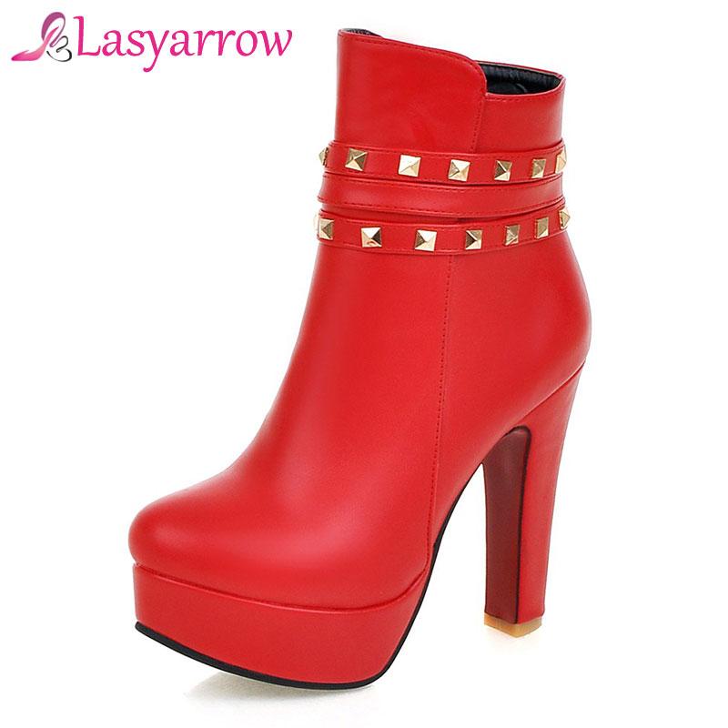Lasyarrow Thick High Heels Women's Boots Round Toe Platform Fashion Rivets Stud Ankle Boots For Women Autumn Winter Wedding Shoe, Black
Lasyarrow Thick High Heels Women's Boots Round Toe Platform Fashion Rivets Stud Ankle Boots For Women Autumn Winter Wedding Shoe, Black