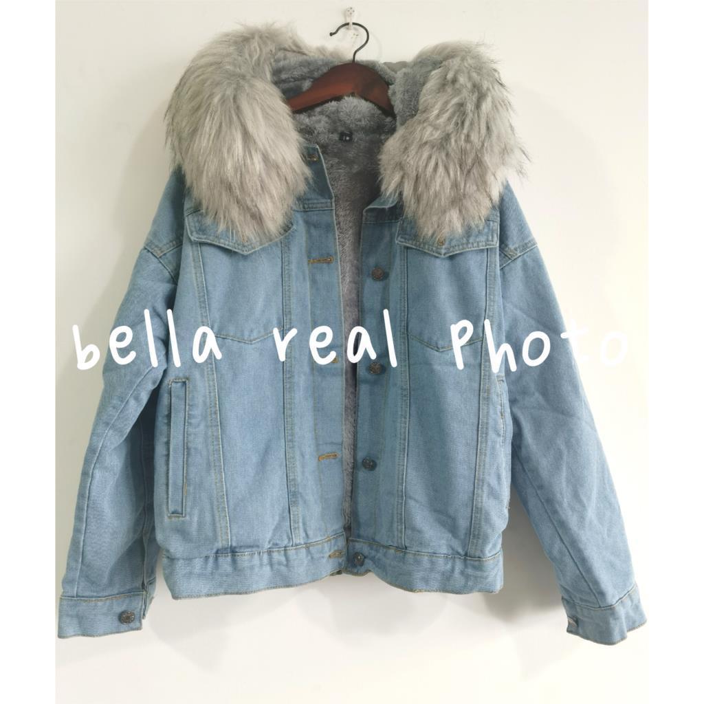 Bella Wonder new Winter Denim hooded Coat streetwear Lady casual Jackets Parka female single breasted outwear 201019
