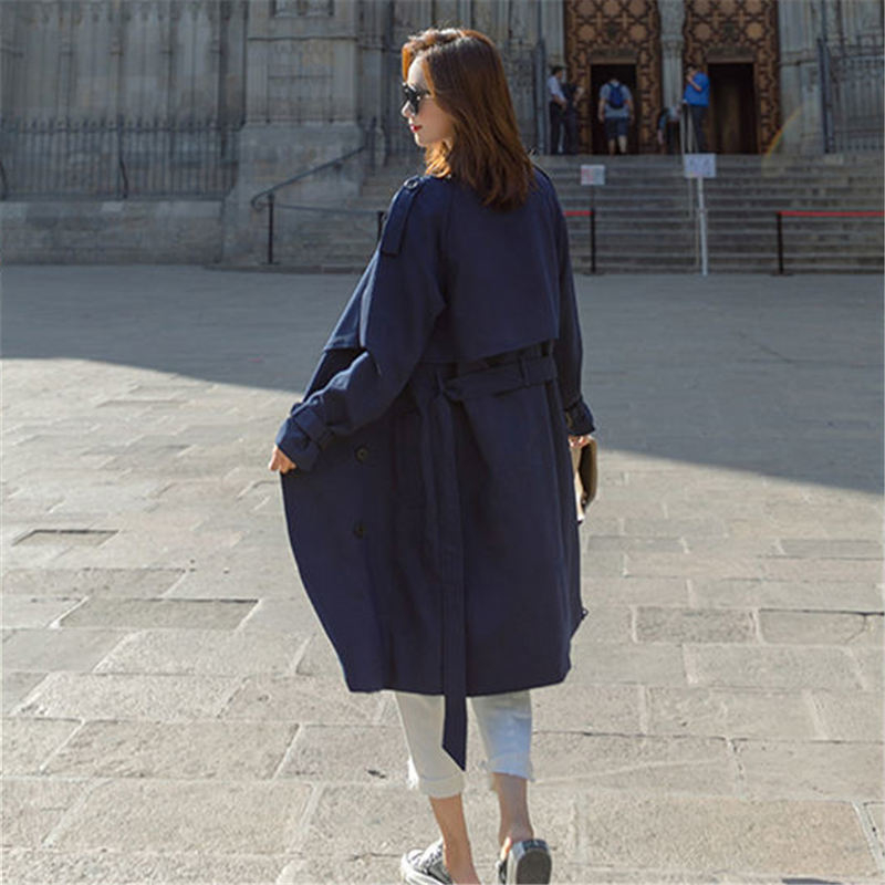 Fashion Windbreaker Coats Long Section 2019 New Spring Autumn Coat Women Trench Coats Korean Loose Casual Ladies Outerwear T200319