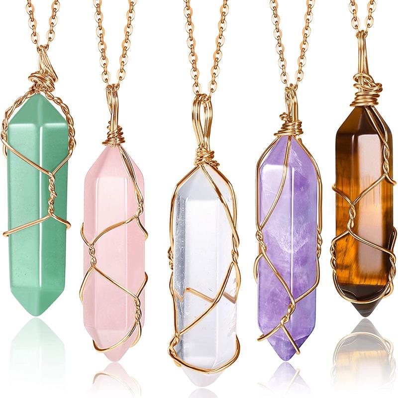 Pendant Necklaces Natural Stone Hexagonal Crystal Necklace Wire Wrap For Women Men Energy Healing Fashion Jewelry Gifts
Pendant Necklaces Natural Stone Hexagonal Crystal Necklace Wire Wrap For Women Men Energy Healing Fashion Jewelry Gifts