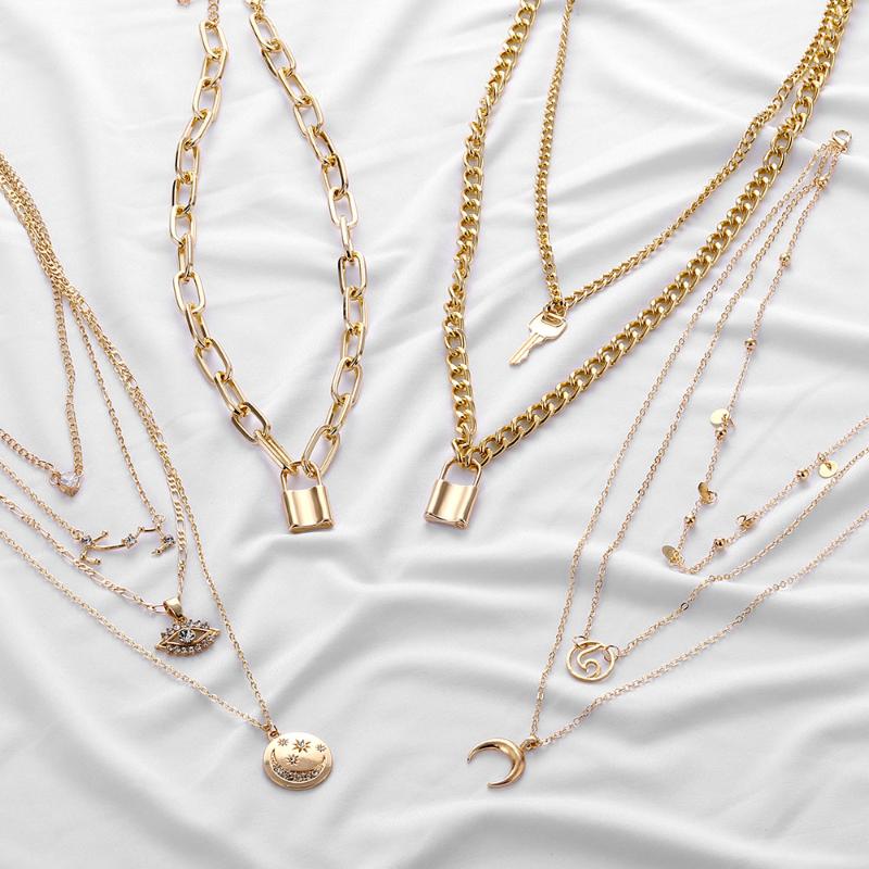 Rock Choker Lock Necklace Layered Chain On The Neck With Lock Punk Jewelry Mujer Key Padlock Pendant Necklace For Women Gift
Rock Choker Lock Necklace Layered Chain On The Neck With Lock Punk Jewelry Mujer Key Padlock Pendant Necklace For Women Gift