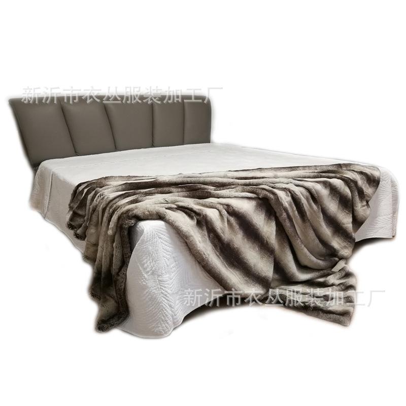 Imitation fur Striped jacquard blanket throw for bed sofa