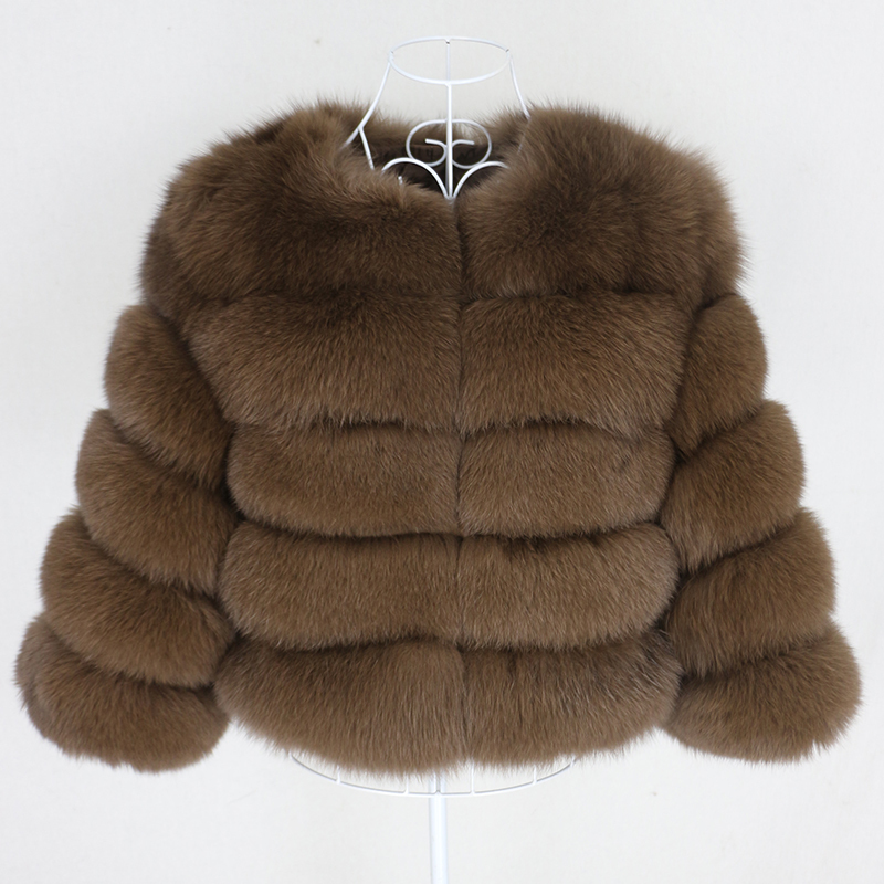 OFTBUY Winter Jacket Women Real Coat Natural Big Fluffy Fox Fur Outerwear Streetwear Thick Warm Three Quarter Sleeve 201212